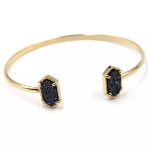 LAST 1!!! Black Sparkle Oval Cuff Bangles Bracelet